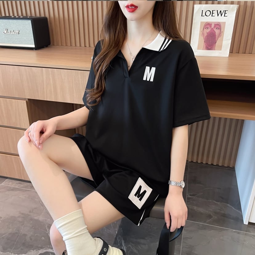 売り切れ必至 ルーズ  半袖Ｔシャツⅹパンツセット全2色ins-8190