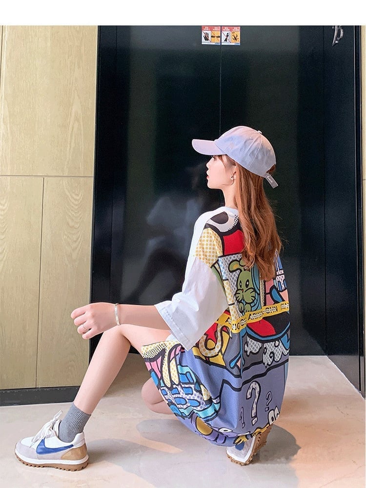 大人気ロング丈Tシャツワンピース     2色  ins-1160
