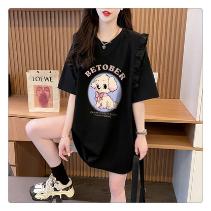 今季マストバイ 可 レース 透かし彫り 切り替え 2色選択 Tシャツ カットソーins-8493