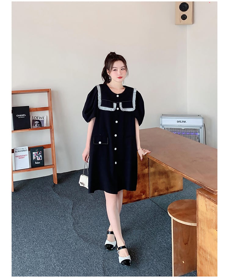 新商品 定番シンプル  カジュアル 切り替え ワンピースins-8386