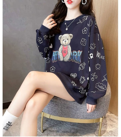 超人気 !存在感アップ ビッグロゴ ゆったり 花柄 スウェット全6色 ins-4931