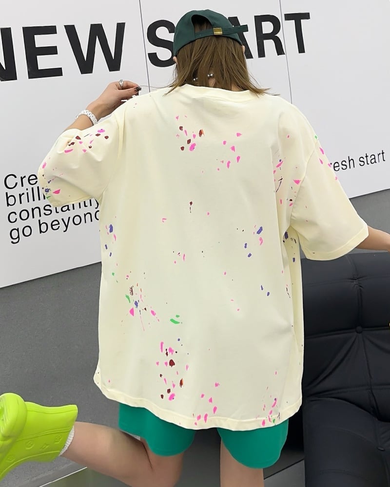 早い者勝ち  ファッション キュート ルーズ 落書き風　プリント半袖Tシャツ 全3色ins-4913