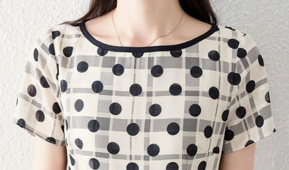 着回し力抜群 カジュアル エレガント ドット柄 ワンピースins-8324