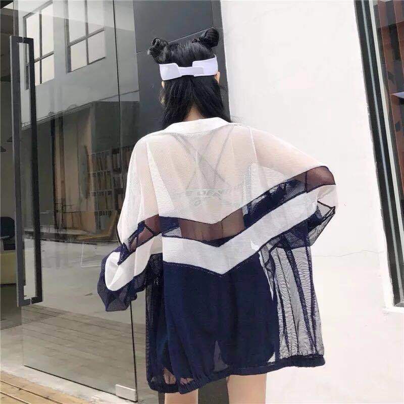 美人度アップ ファッション 切り替え 日焼け 防止 シャツins-8100