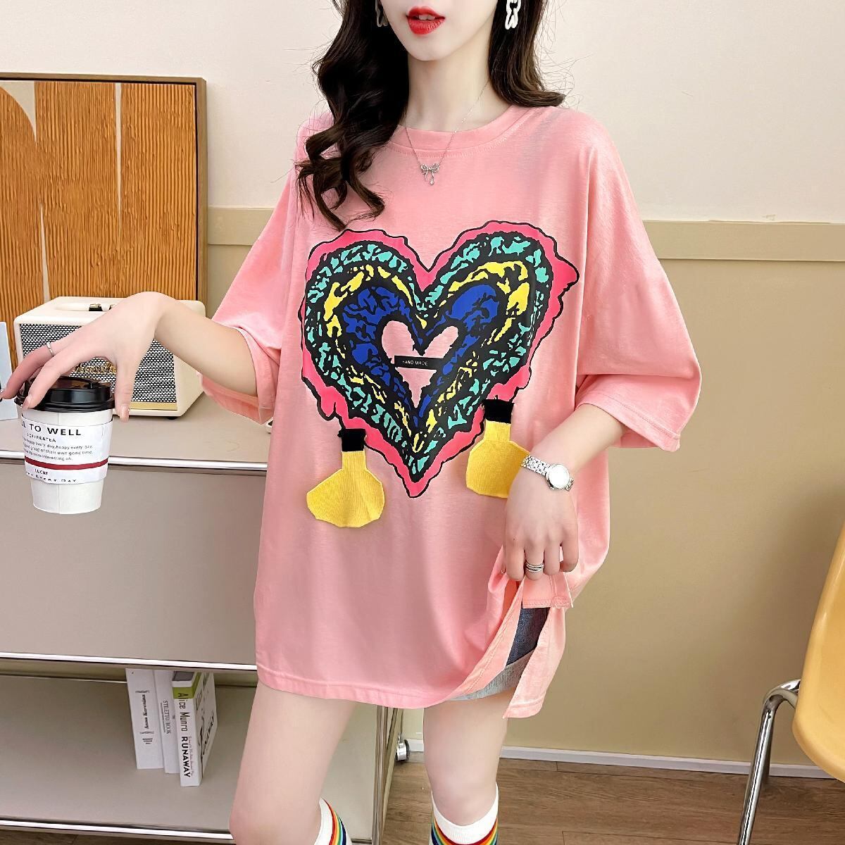 おすすめ カジュアル シンプル ゆったり 半袖Tシャツins-8136