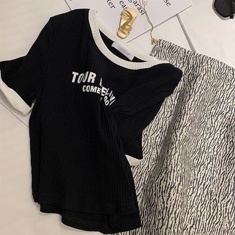ゆったり感アップ ファッション アルファベット Tシャツ カットソーins-3077