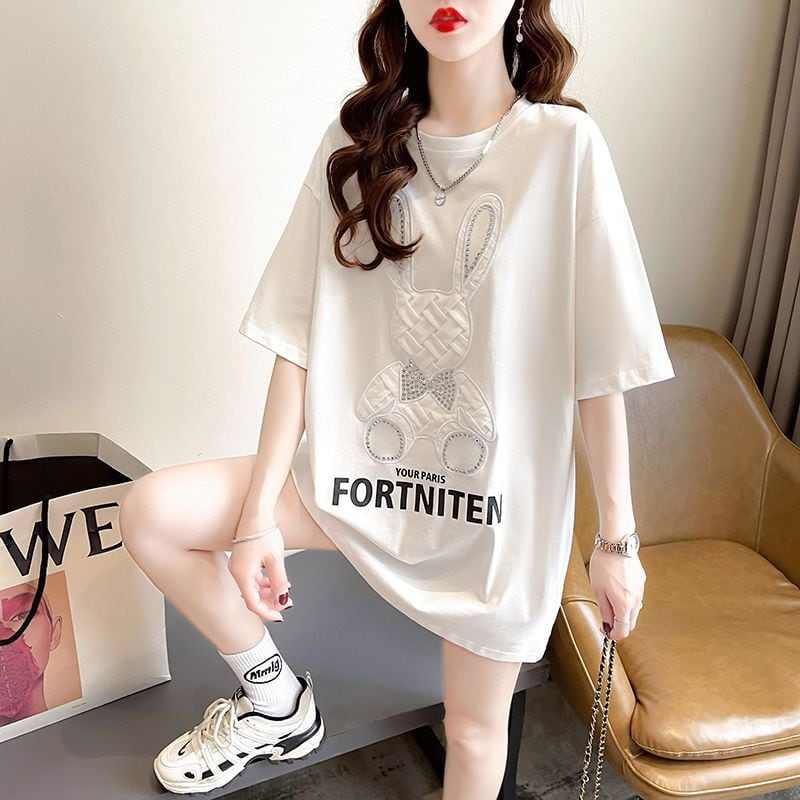 新商品 ファッション プリント 切り替え 全2色 半袖Tシャツins-8612