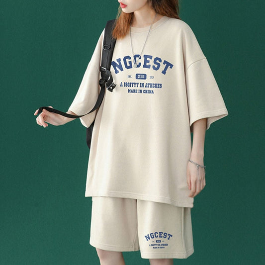 【半額！期間限定！！】売り切れ必至  カジュアル  半袖Ｔシャツⅹパンツセット全4色 男女兼用ins-6574