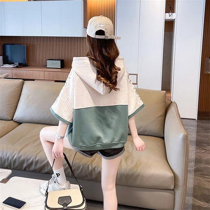 高級感 半袖 帽子付き Tシャツ スウェット  ins-8640