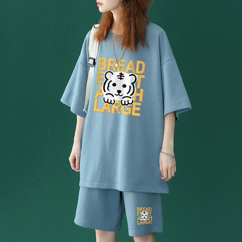 大人可愛い ルーズ  半袖Ｔシャツⅹパンツセット全5色 男女兼用ins-6555