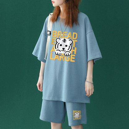 大人可愛い ルーズ  半袖Ｔシャツⅹパンツセット全5色 男女兼用ins-6555