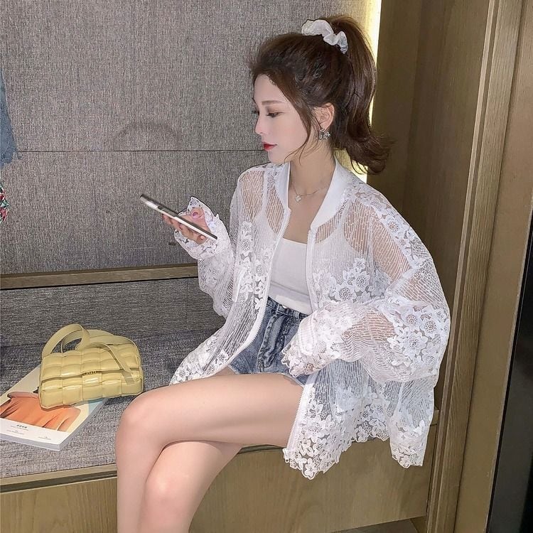 売り切れ必至 スウィート UVカット夏 長袖 薄手 透け感 日焼け止め ゆったり シャツins-4990