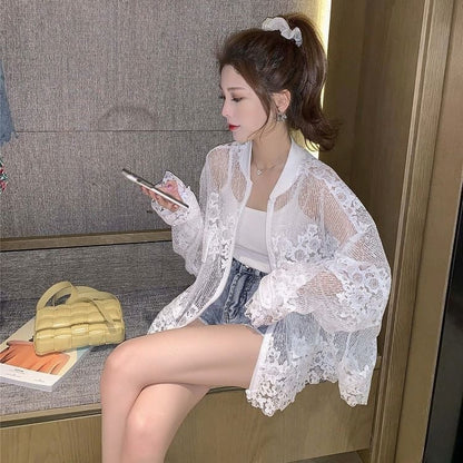 売り切れ必至 スウィート UVカット夏 長袖 薄手 透け感 日焼け止め ゆったり シャツins-4990
