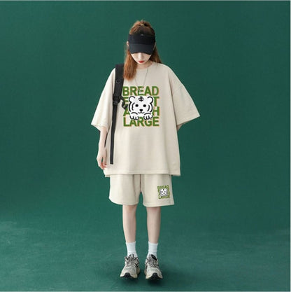 大人可愛い ルーズ  半袖Ｔシャツⅹパンツセット全5色 男女兼用ins-6555