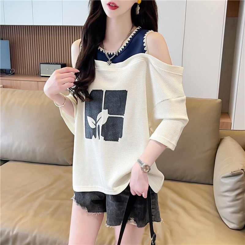 好感度100％ キュート ラウンドネック 半袖 Tシャツ ins-8628
