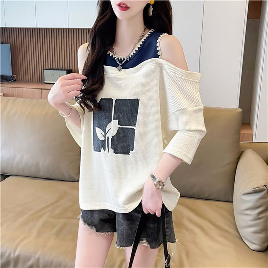 好感度100％ キュート ラウンドネック 半袖 Tシャツ ins-8628