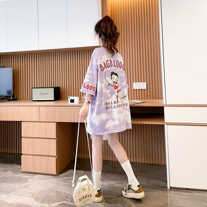 超人気 ロゴ プリント  ゆったり 3色 半袖Tシャツins-8348