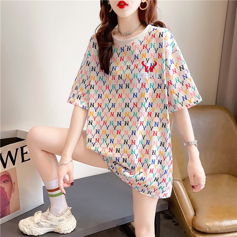 【半額！期間限定！！】新作 カジュアル プリント ラウンドネック  半袖Tシャツ カットソーins-8427