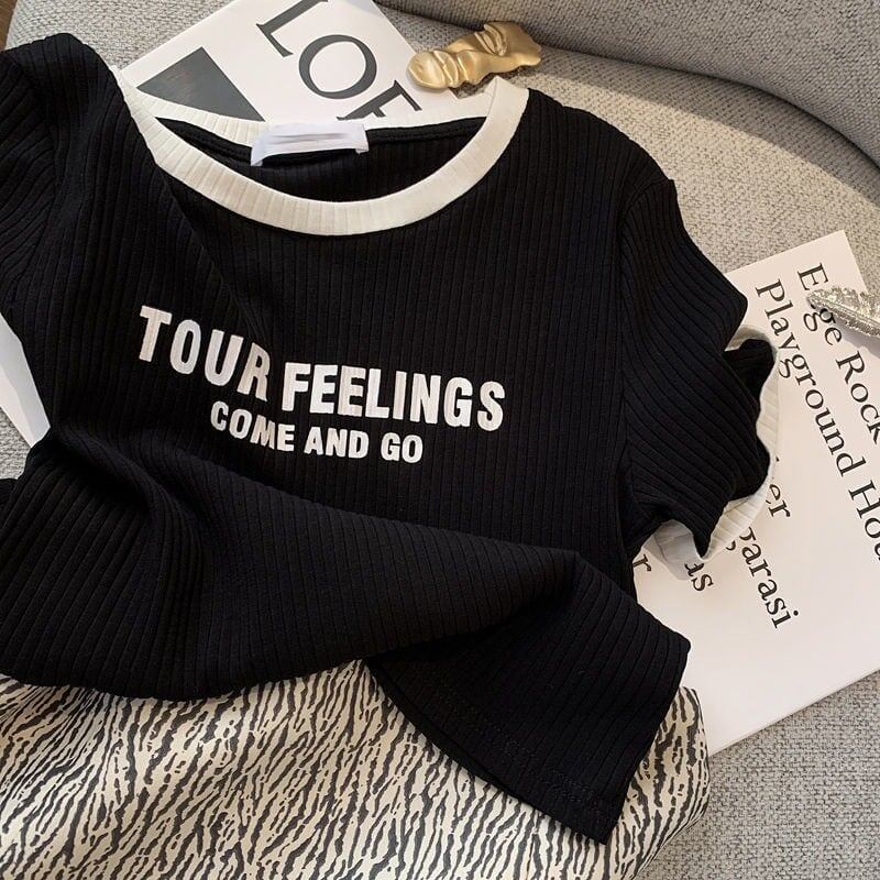 ゆったり感アップ ファッション アルファベット Tシャツ カットソーins-3077