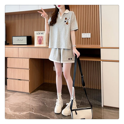 定番シンプル カジュアル  切り替え 半袖Ｔシャツⅹパンツセット全3色 ins-8267