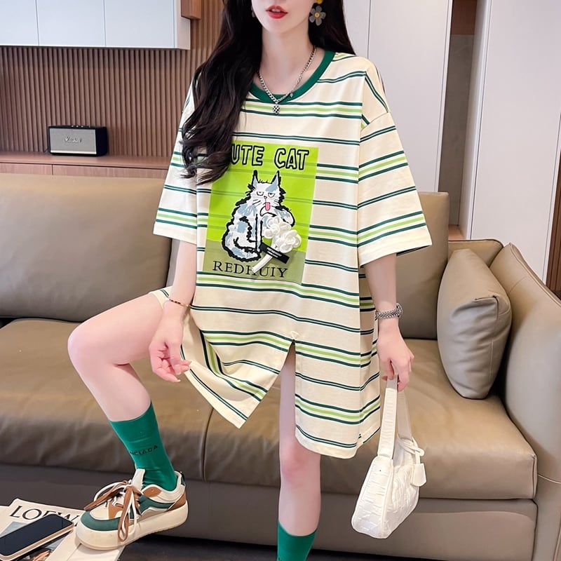 【半額！期間限定！！】大好評 ファッション シンプル 3色選択可 ストライプ柄 半袖Tシャツ カットソーins-8464