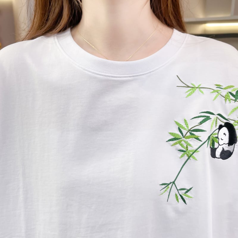 新商品 上質 カジュアル 刺繍 半袖Tシャツ カットソーins-8219