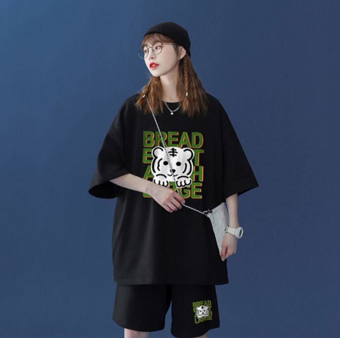 大人可愛い ルーズ  半袖Ｔシャツⅹパンツセット全5色 男女兼用ins-6555
