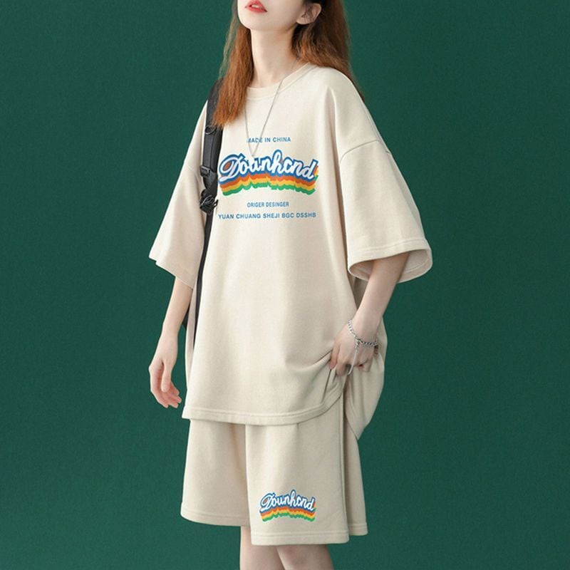 【半額セール】早い者勝ち 半袖Ｔシャツⅹパンツセット全4色 男女兼用ins-6553