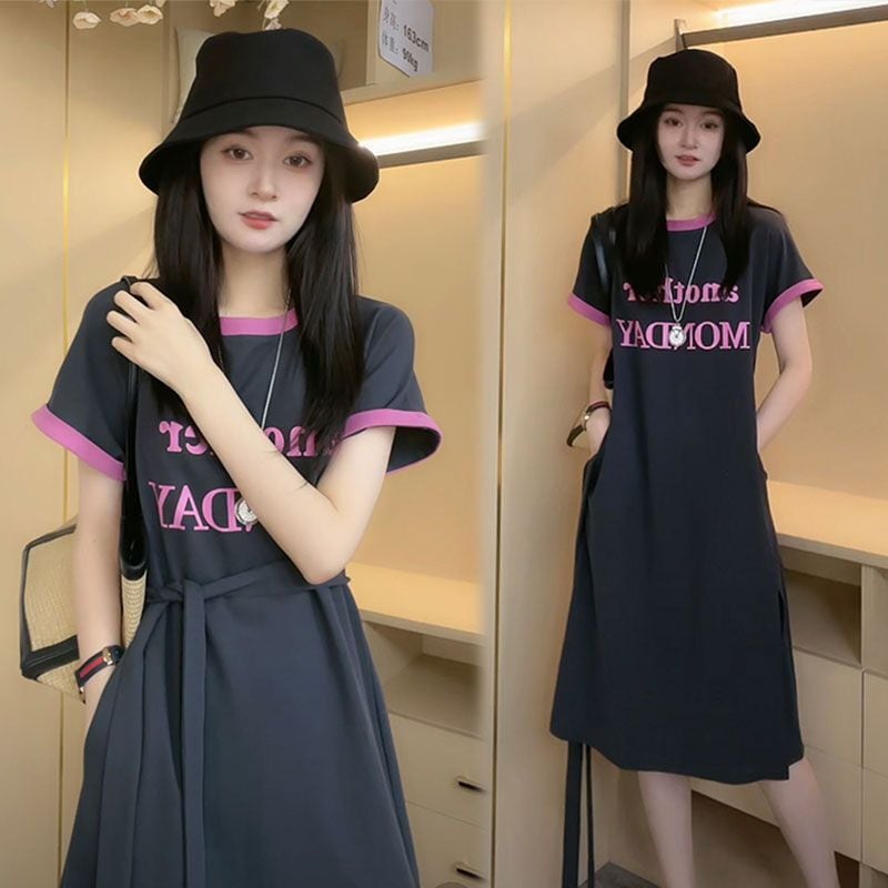 売り切れ必至 上質 簡潔 半袖Tシャツワンピースins-8288