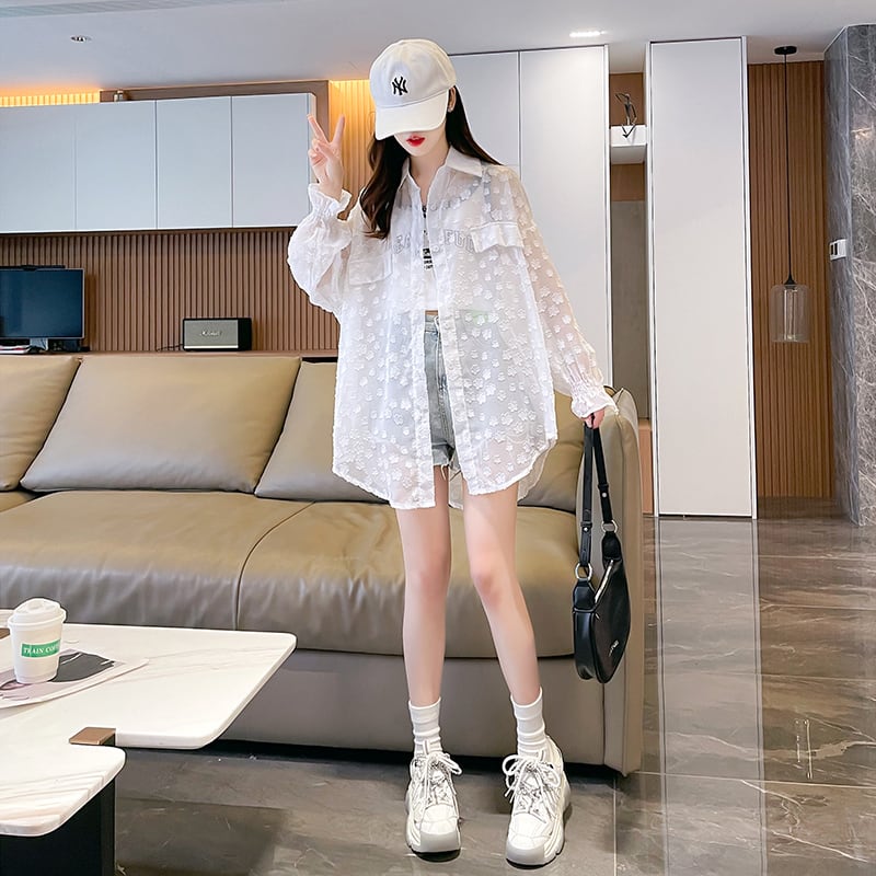 定番シンプル UV対策合わせやすい カジュアル ゆったりシャツ 全3色ins-8370