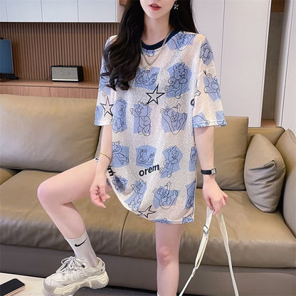 【半額！期間限定！！】絶対流行 カジュアル キュート プリント  日焼け止め 半袖Tシャツins-8576