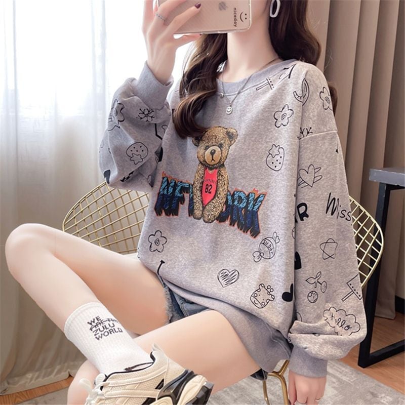 超人気 !存在感アップ ビッグロゴ ゆったり 花柄 スウェット全6色 ins-4931