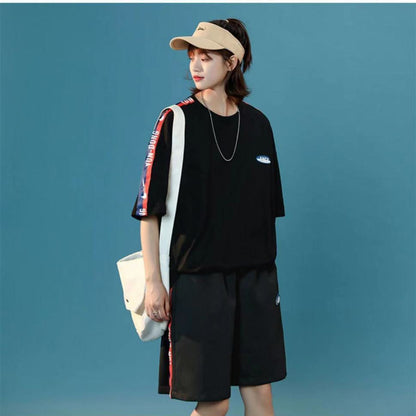 今季マストバイ カジュアル  ルーズ  半袖Ｔシャツⅹパンツセット全2色ins-8197
