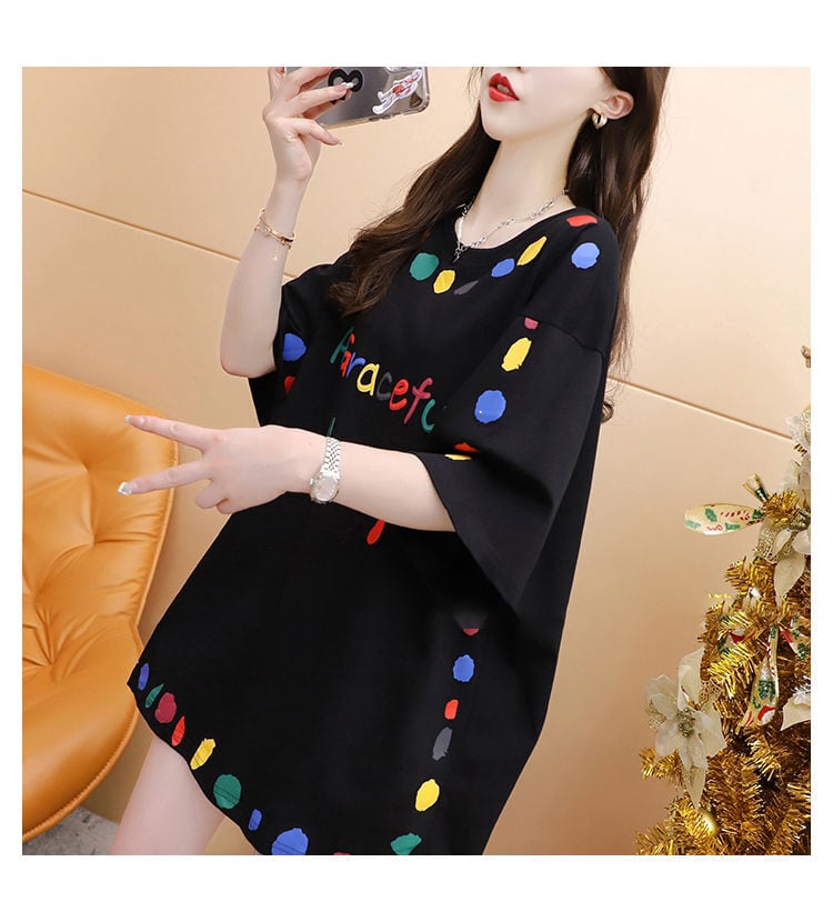 売り切れ必至 ファッション プリント 切り替え 全2色 半袖Tシャツins-8623