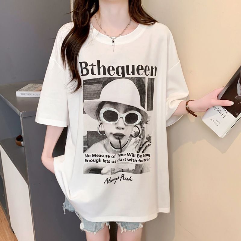 話題沸騰中 アバンギャルド レース 切り替え ホットダイヤモンド 3色選択 半袖Tシャツins-8547