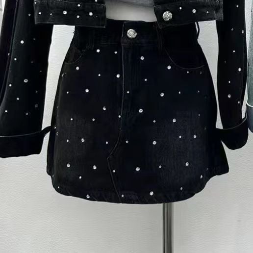 超人気 デニムジャケット＋ラップスカート  セット ins-6529