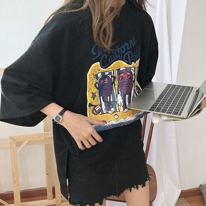 話題沸騰中 カジュアル  ゆったり プリント 2色半袖Tシャツins-8161
