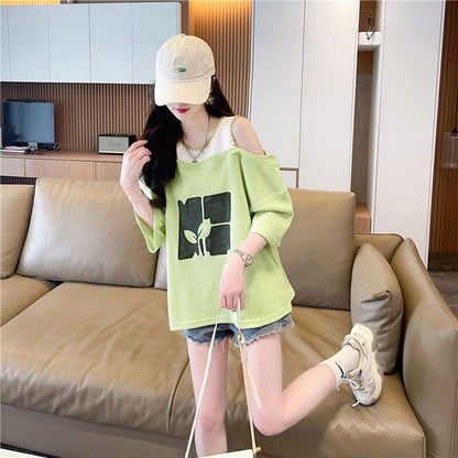 好感度100％ キュート ラウンドネック 半袖 Tシャツ ins-8628