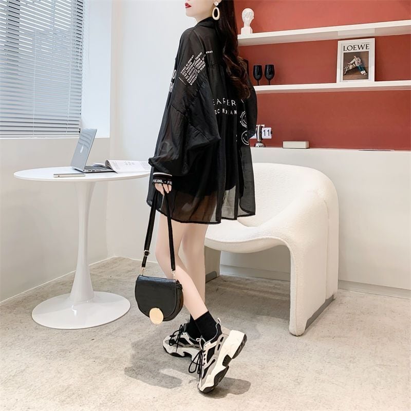 新商品 オシャレ度満点 透け感 日焼け対策 シャツ ins-4973
