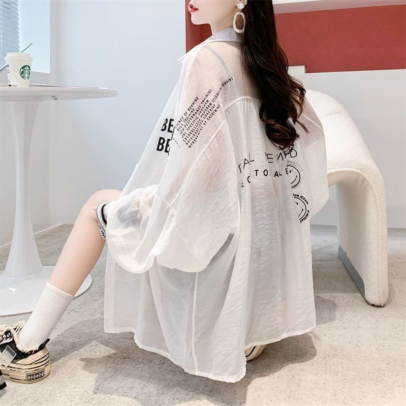 新商品 オシャレ度満点 透け感 日焼け対策 シャツ ins-4973
