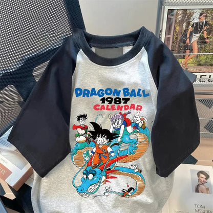 絶対流行 カジュアル プリント 切り替え 半袖Tシャツ 全2色ins-6680