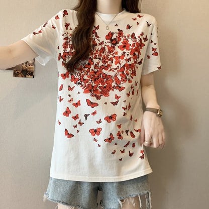 オシャレ度満点 着心地抜群 プリント半袖 Tシャツins-8211