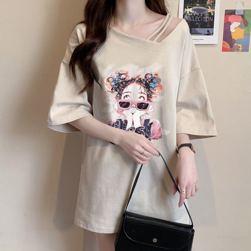 美人度アップ キュート カジュアル 全3色 半袖Tシャツ カットソー ins-8613