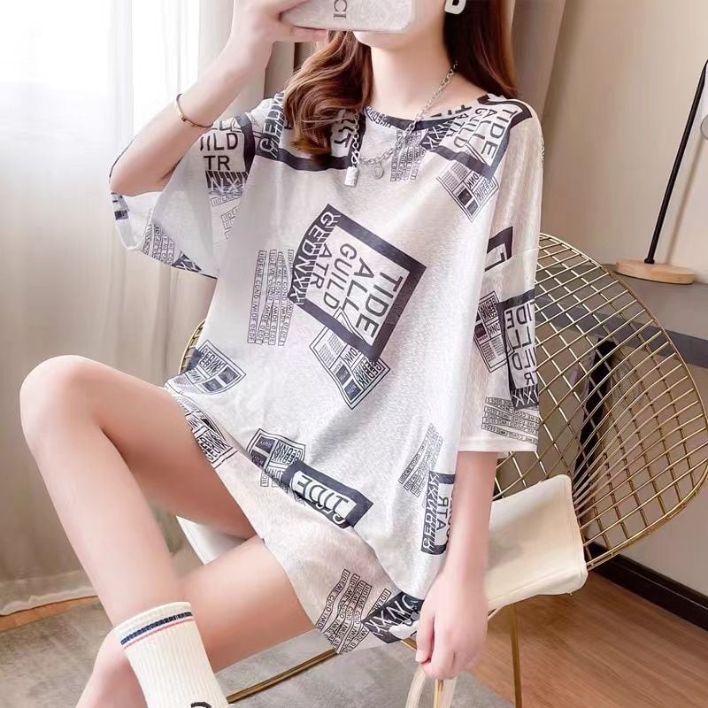 【半額！期間限定！！】美人度アップ カジュアル  プリント ゆったり 半袖Tシャツins-8490