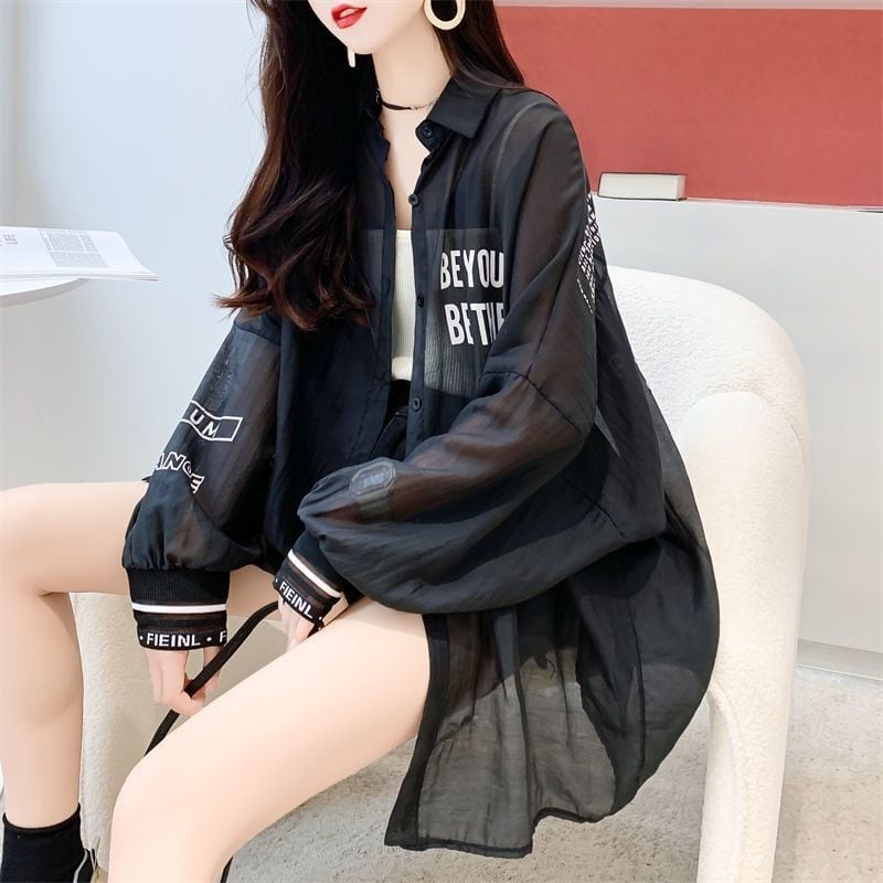 新商品 オシャレ度満点 透け感 日焼け対策 シャツ ins-4973