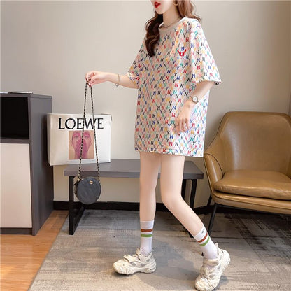 【半額！期間限定！！】新作 カジュアル プリント ラウンドネック  半袖Tシャツ カットソーins-8427