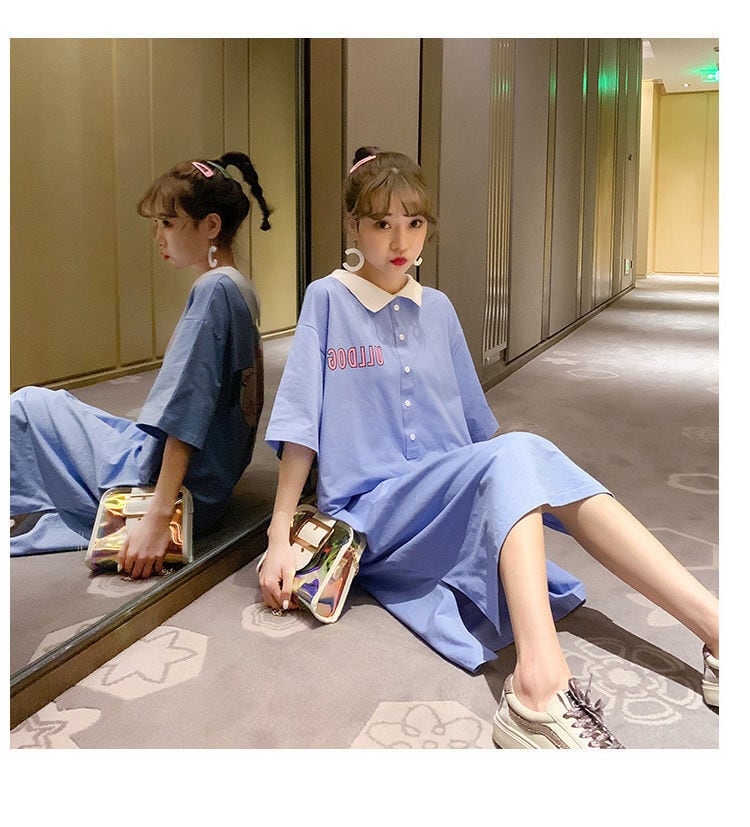 美人度アップ  カジュアル プリント 両面着る ワンピースins-8453