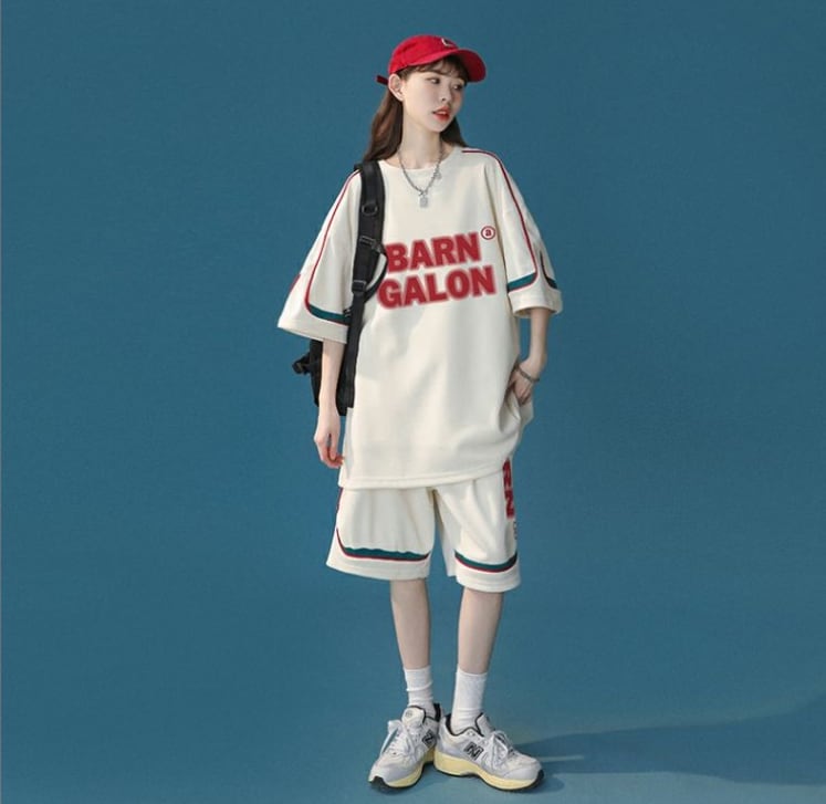 大好評 カジュアル ファッション ルーズ半袖Ｔシャツⅹパンツセットins-6539