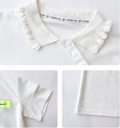 夏新作 POLOネック アルファベットプリント ロング Tシャツ ゆったりワンピース ins-3038