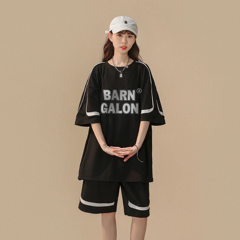 大好評 カジュアル ファッション ルーズ半袖Ｔシャツⅹパンツセットins-6539